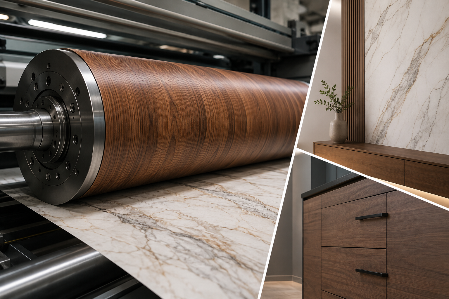 Large length decor paper printing cylinder for furniture laminate and wallpaper by Kanodia Gravure