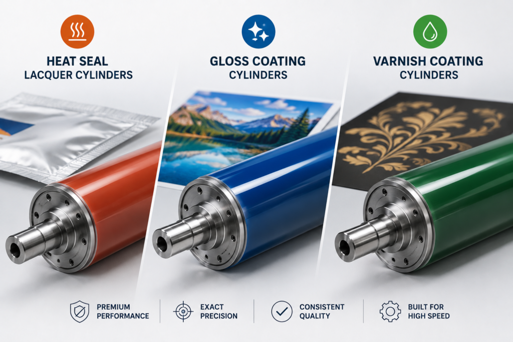 Precision coating cylinder for varnish and lacquer application